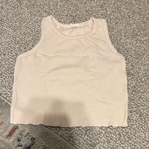 Listicle Ribbed Crop Tank — Light Beige